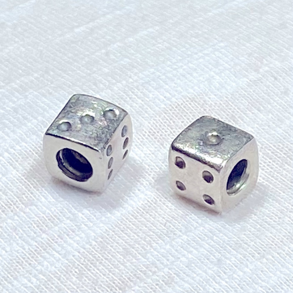 Pandora sterling silver dice charms, retired